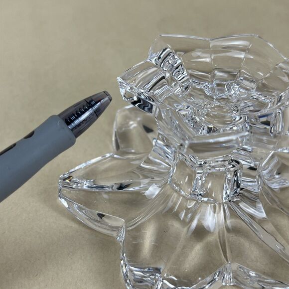 2 MIKASA Clear Crystal Glass Candle Stick Holder Flower Shaped - Picture 7 of 7